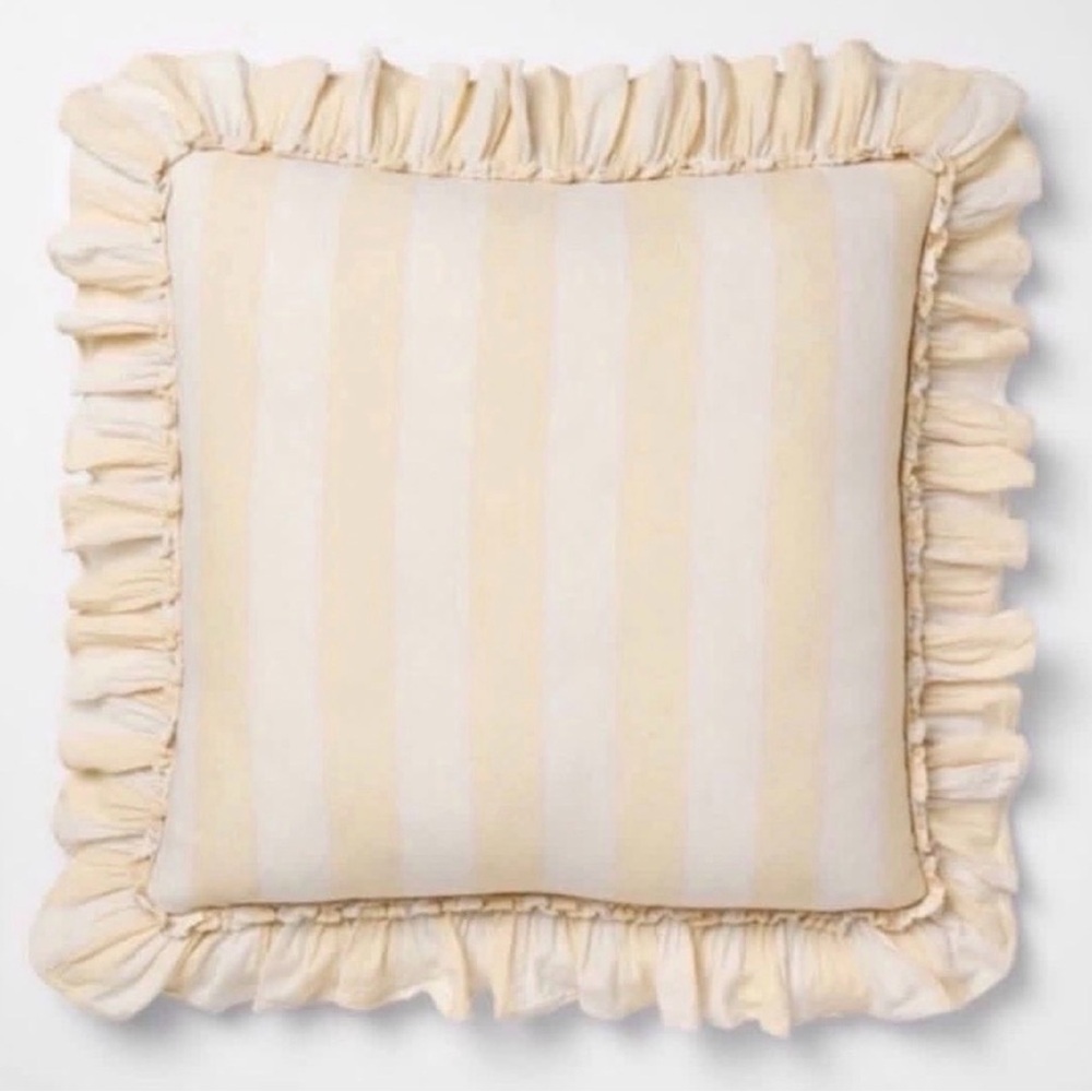 Threshold Cream and White Striped Ruffle Accent Pillow